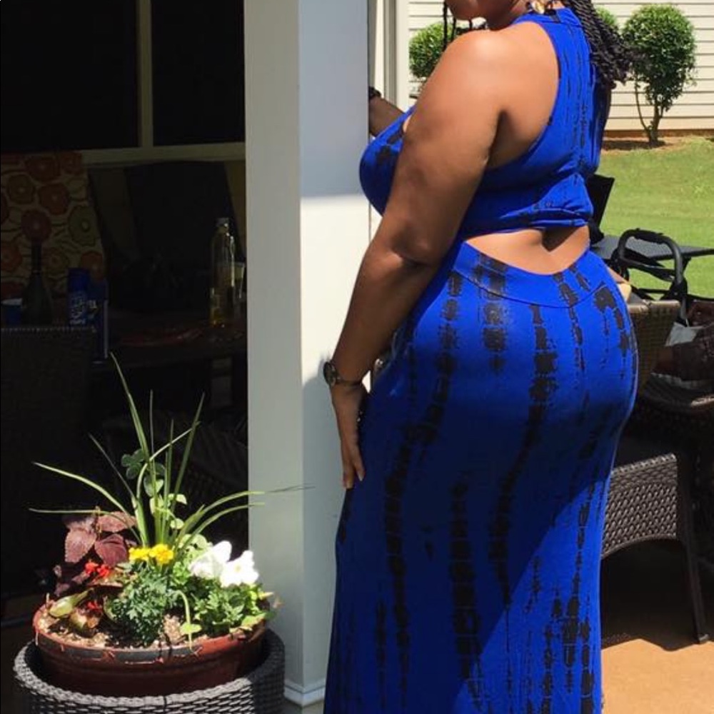 Blue w/Black Back-out Maxi Sundress